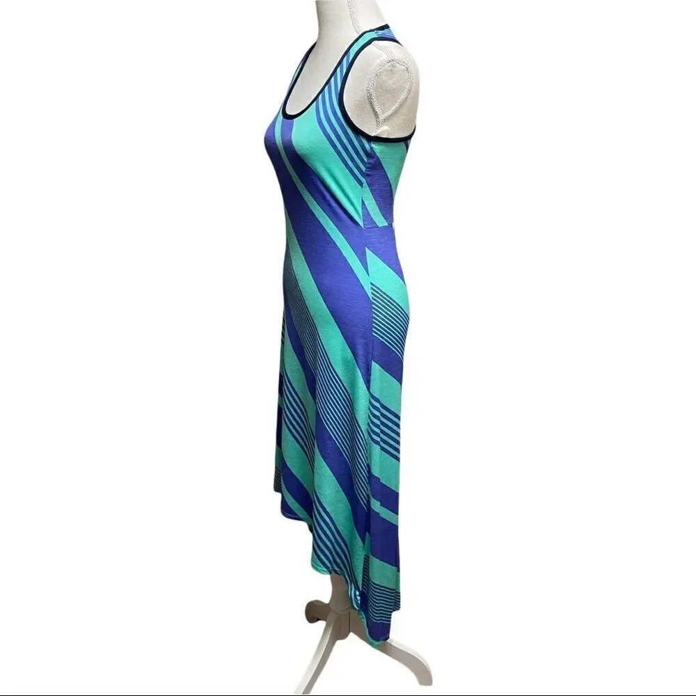 Silvergate Green Purple Striped High-Low Dress SMALL - Picture 4 of 15